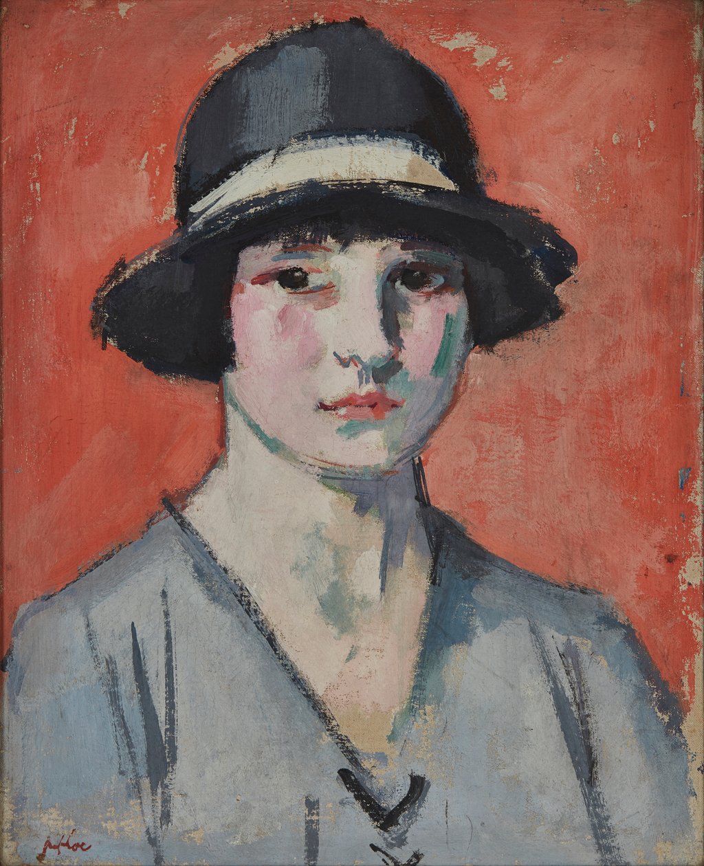 Musta hattu (öljy kankaalle) tekijältä Samuel John Peploe