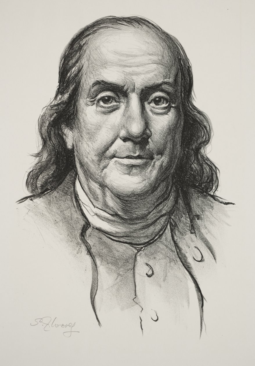 Benjamin Franklin (litho) tekijältä Samuel Johnson Woolf