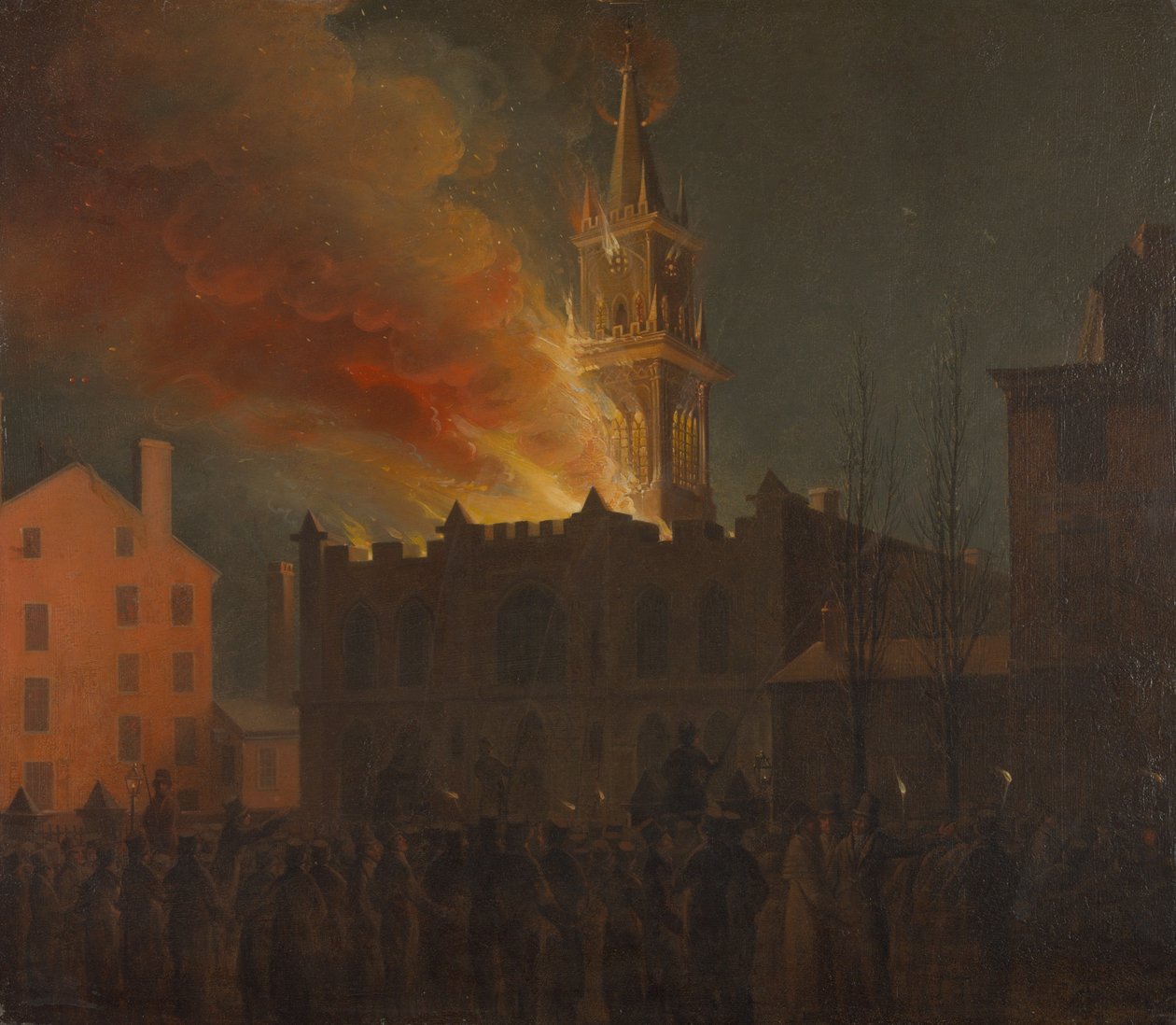 Vapaamuurarihallin palaminen, Chestnut Street, Philadelphia, Pennsylvania. tekijältä Samuel Jones