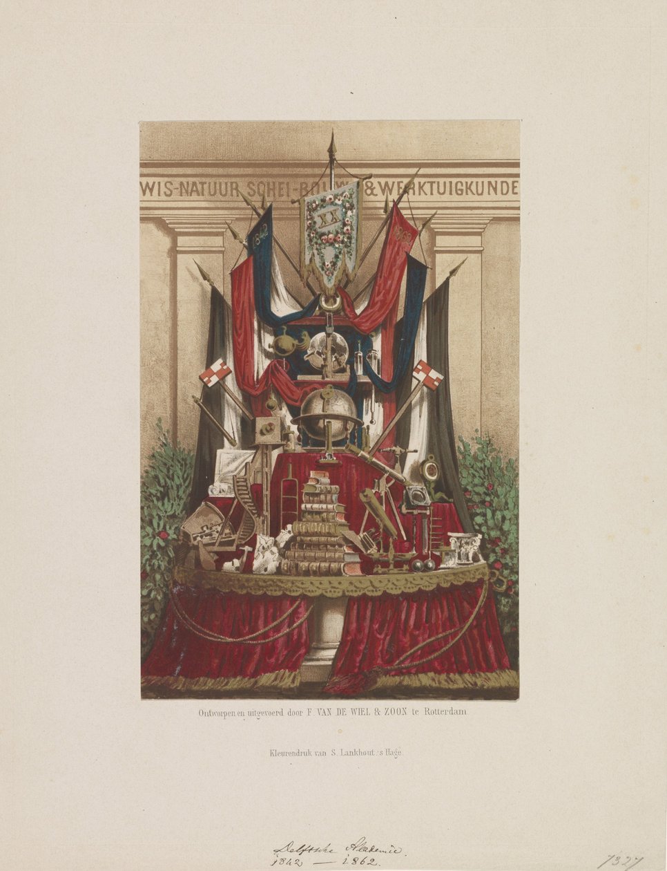 Trophy koristeena Delft Academyn 20-vuotisjuhlissa vuonna 1862 tekijältä Samuel Lankhout