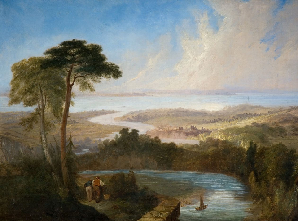 Panoraamanäkymä Severnin suistoon, 1800-luvun alkupuoli. tekijältä Samuel Lines