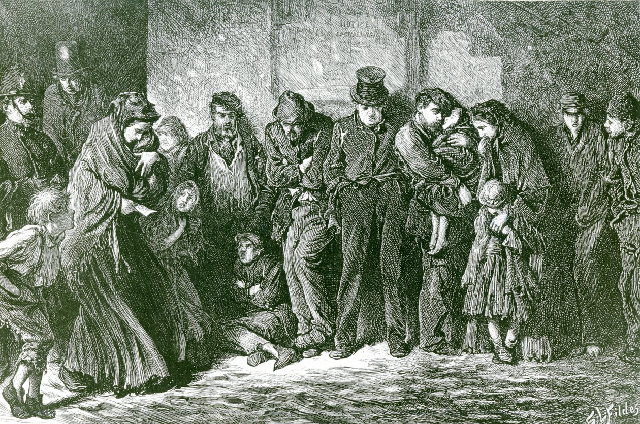Koditon ja nälkäinen, 1869 tekijältä Samuel Luke Fildes