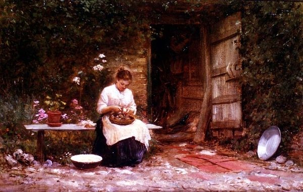 Perunoiden kuoriminen tekijältä Samuel Luke Fildes