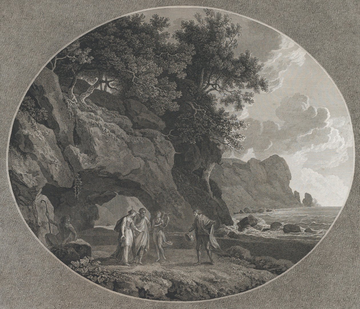 Myrsky, näytös I: Ferdinand ja Miranda, 1788. tekijältä Samuel Middiman