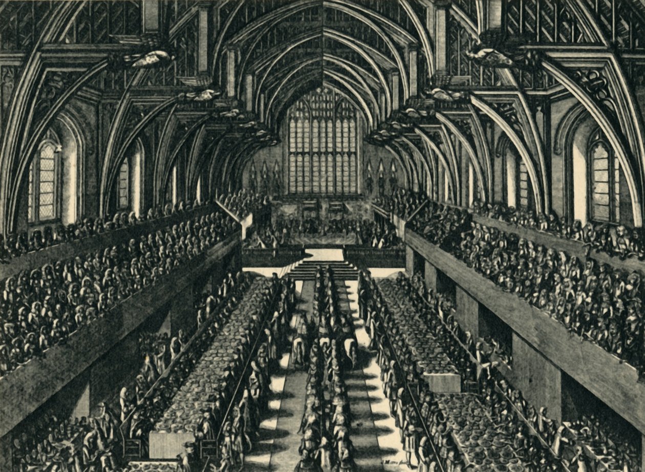 James II:n kruunausillallinen Westminster Hallissa, 1685, 1947. tekijältä Samuel Moore
