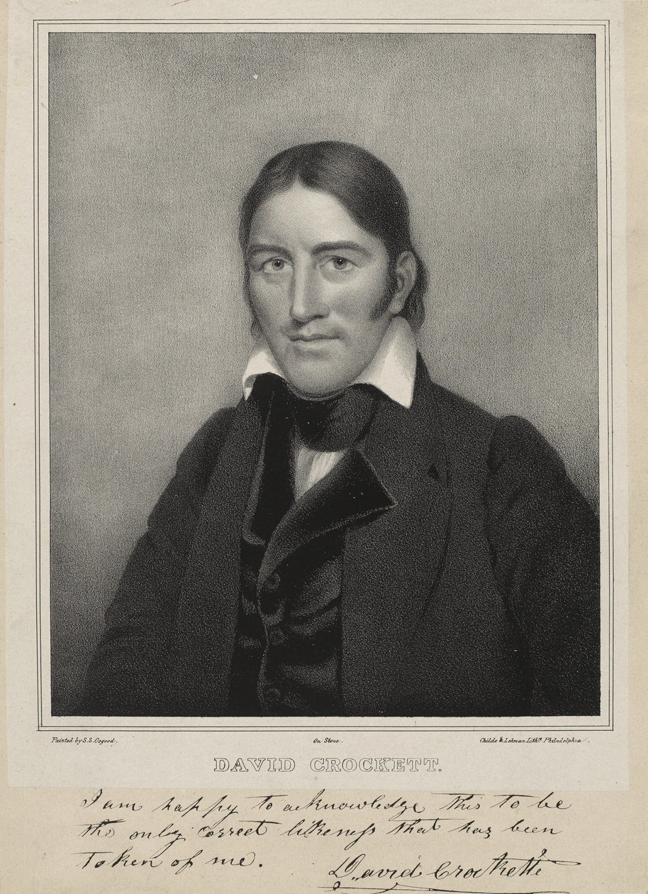 David Crockett, n. 1835 (litografia chine colléssa) tekijältä Samuel Osgood