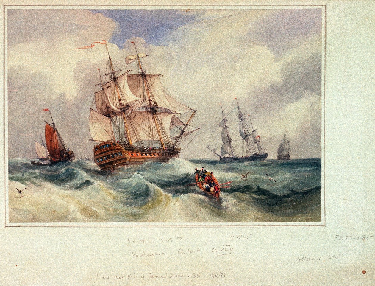Makaava laiva, noin 1825 (akvarelli). tekijältä Samuel Owen