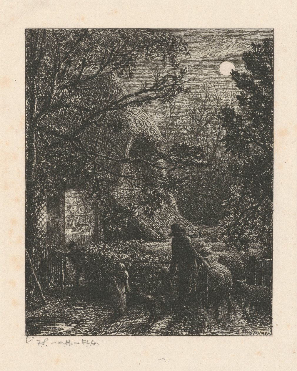 Joulu eli viimeisen lampaan vieminen tarhaan tekijältä Samuel Palmer