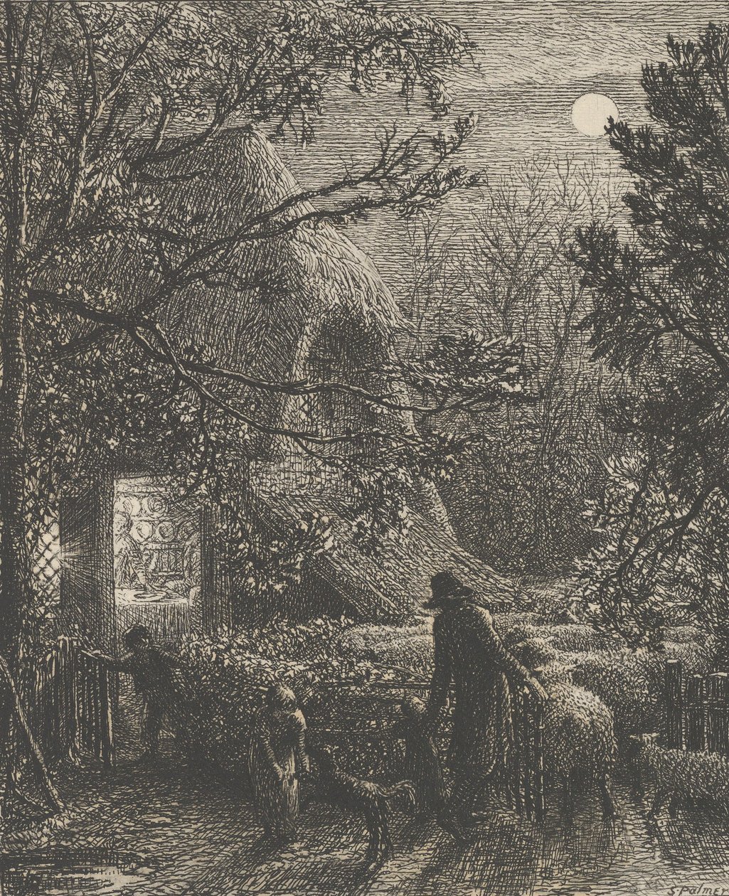 Joulu eli viimeisen lampaan taittaminen, 1850. tekijältä Samuel Palmer