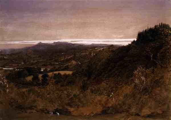 Near Underriver, Sevenoaks, Kent (akvarelli paperille) tekijältä Samuel Palmer