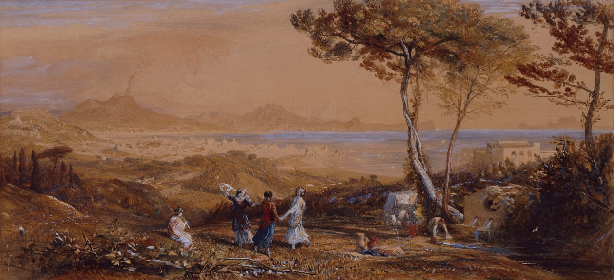 Napolinlahti (akvarelli paperille) tekijältä Samuel Palmer