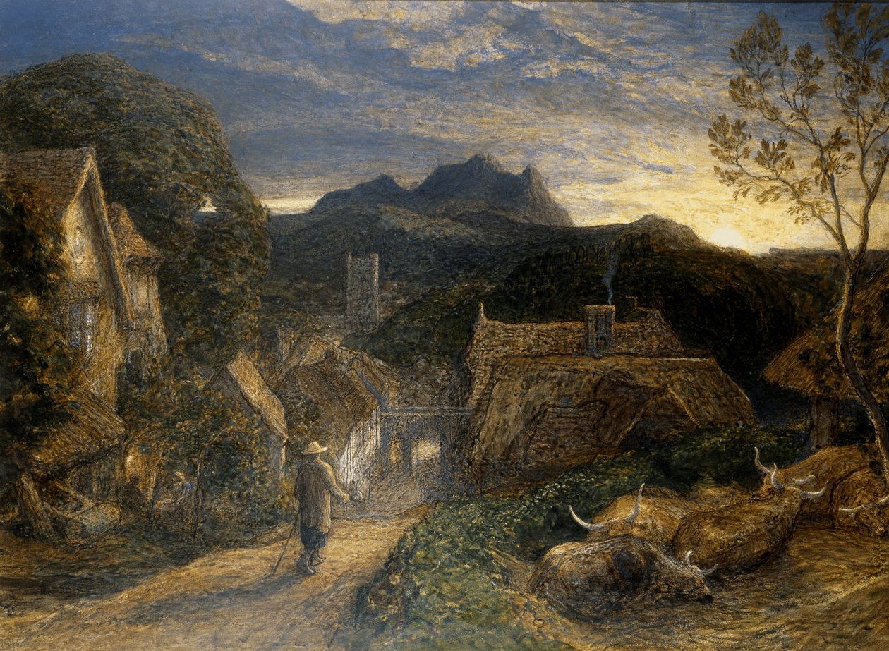 Bellman (akvarelli ja bodycolour kartongille) (akvarelli ja bodycolour kartongille) tekijältä Samuel Palmer