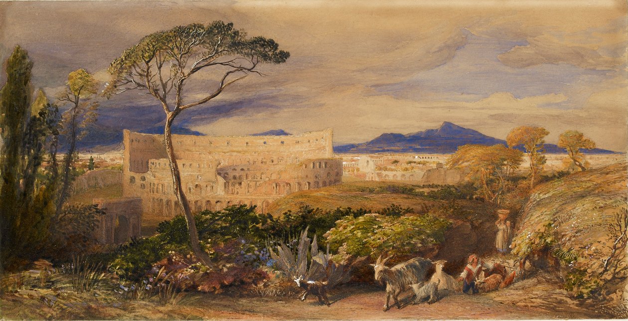 Colosseum ja Alban Mount, n. 1843 tekijältä Samuel Palmer