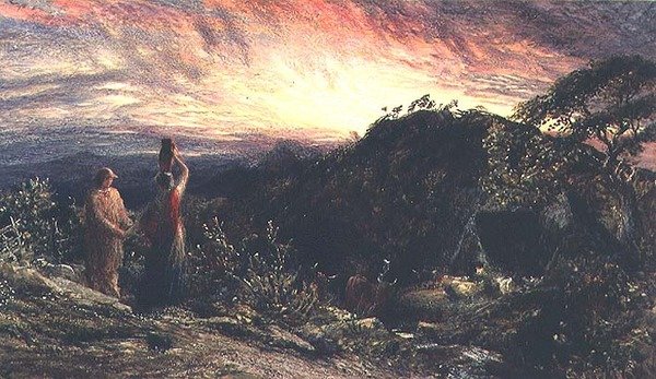 Elämän aamunkoitto (akvarelli ja guassi) tekijältä Samuel Palmer