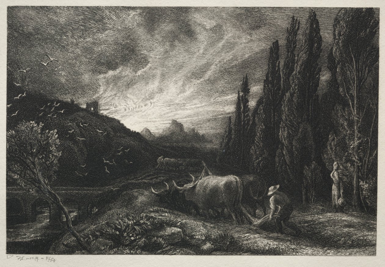 Early Ploughman, ennen vuotta 1861. tekijältä Samuel Palmer