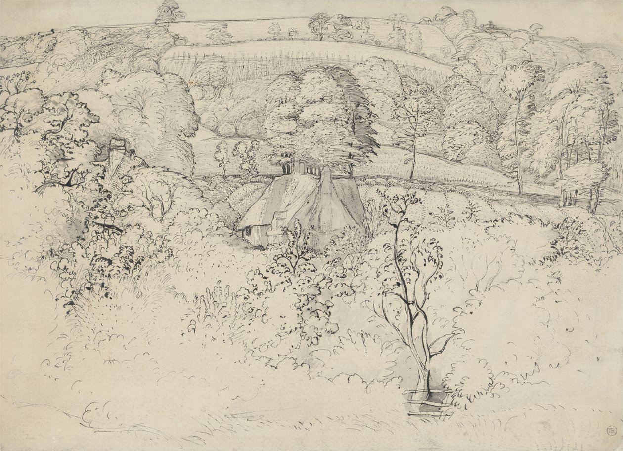 Primitive Cottage, Shoreham (kynä, muste ja pesu paperille) tekijältä Samuel Palmer