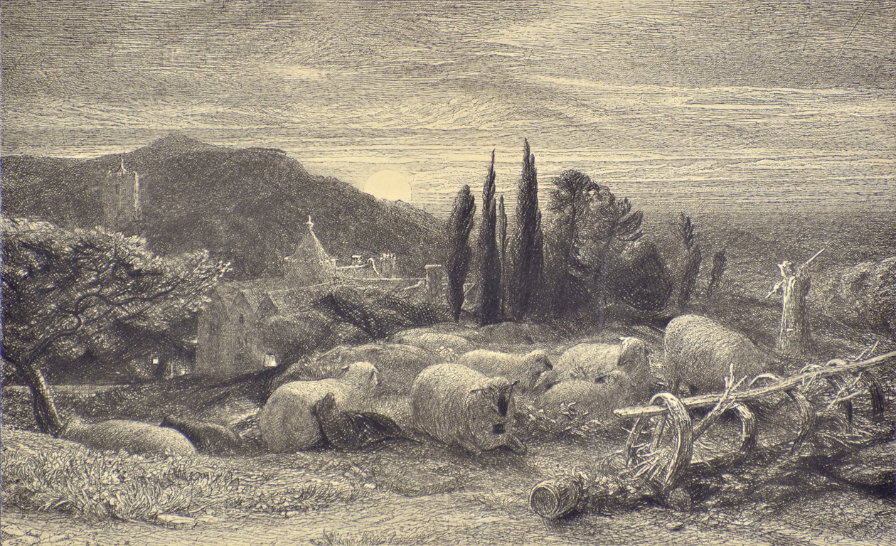 The Rising Moon, n.1857 (etsaus) tekijältä Samuel Palmer