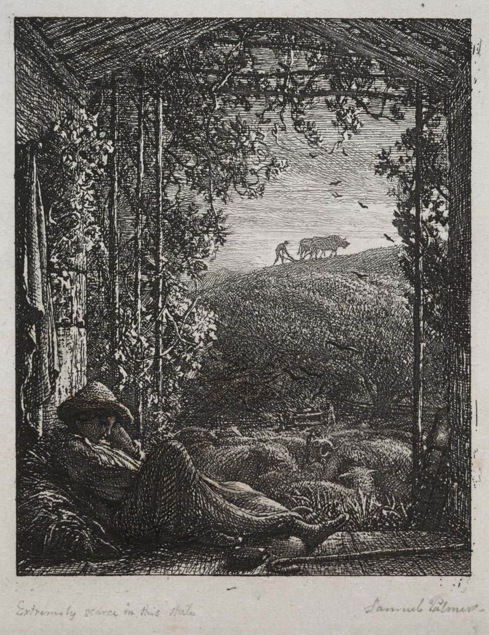 Nukkuva paimen tekijältä Samuel Palmer