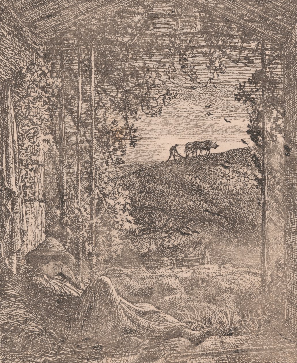 Nukkuva paimen tekijältä Samuel Palmer