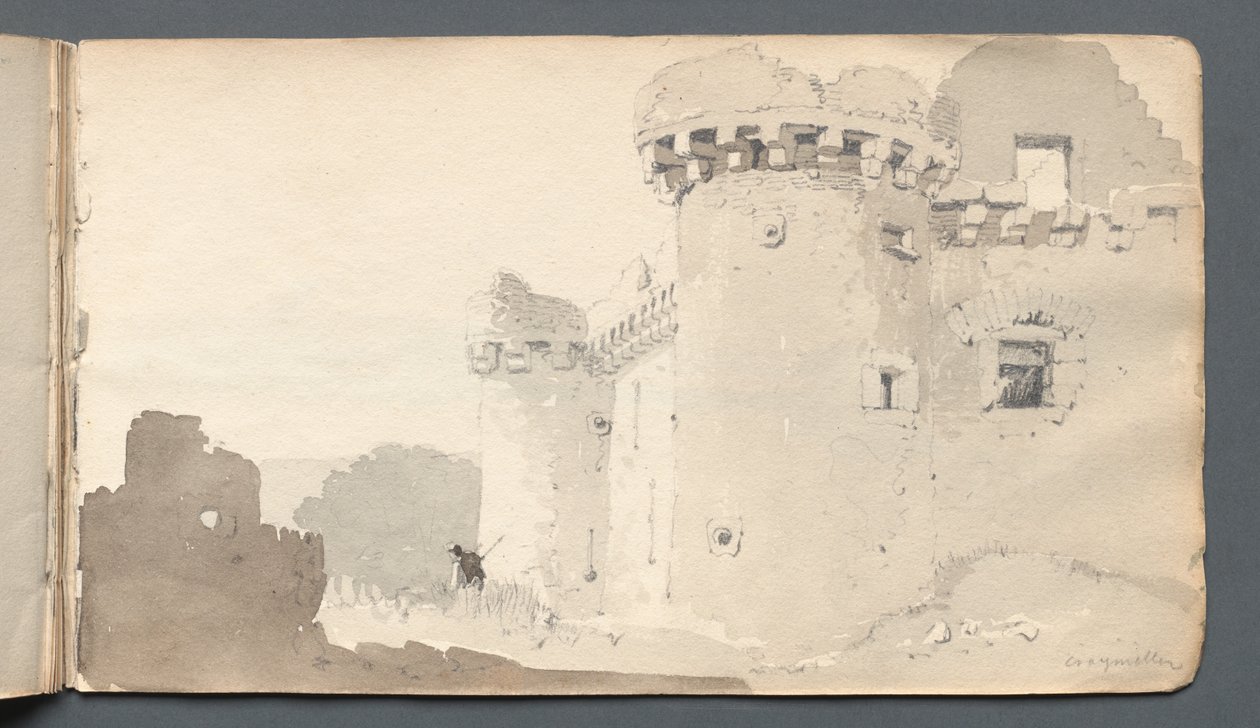 Luonnoskirja: Raunioitu linna, 1814. tekijältä Samuel Prout
