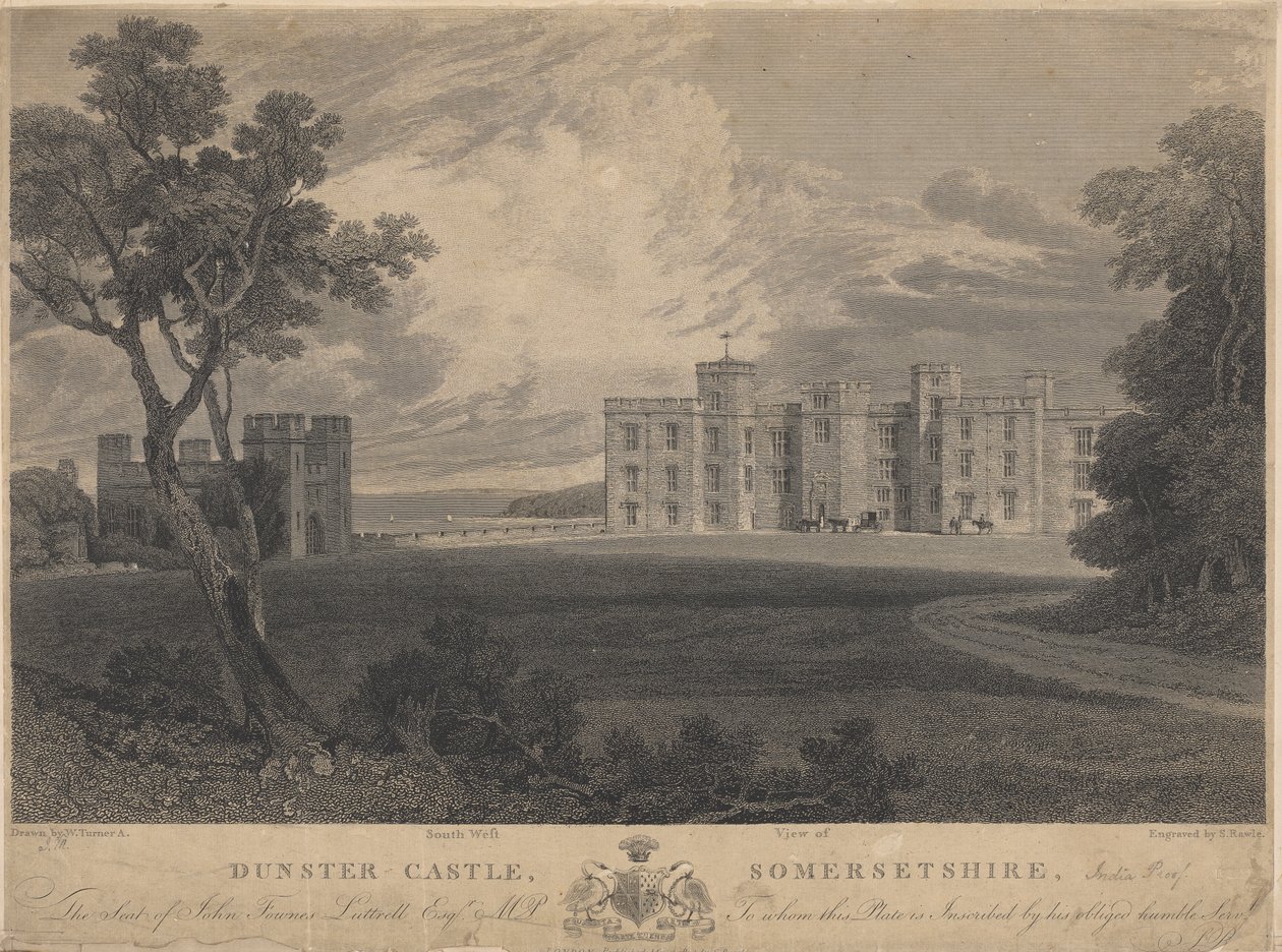 Vista Sudoeste do Castelo de Dunster, Somersetshirefinlandês tekijältä Samuel Rawle