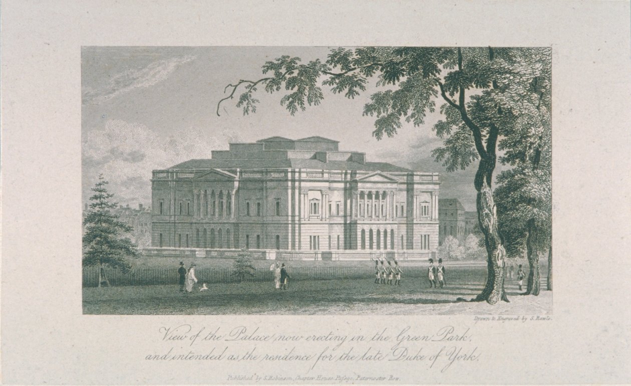 Näkymä York Housesta ja Green Parkista, noin 1800 tekijältä Samuel Rawle