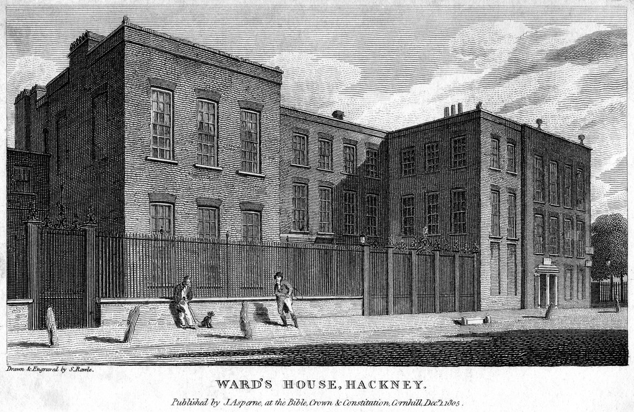 Wards House, Hackney, Lontoo, 1805. tekijältä Samuel Rawle