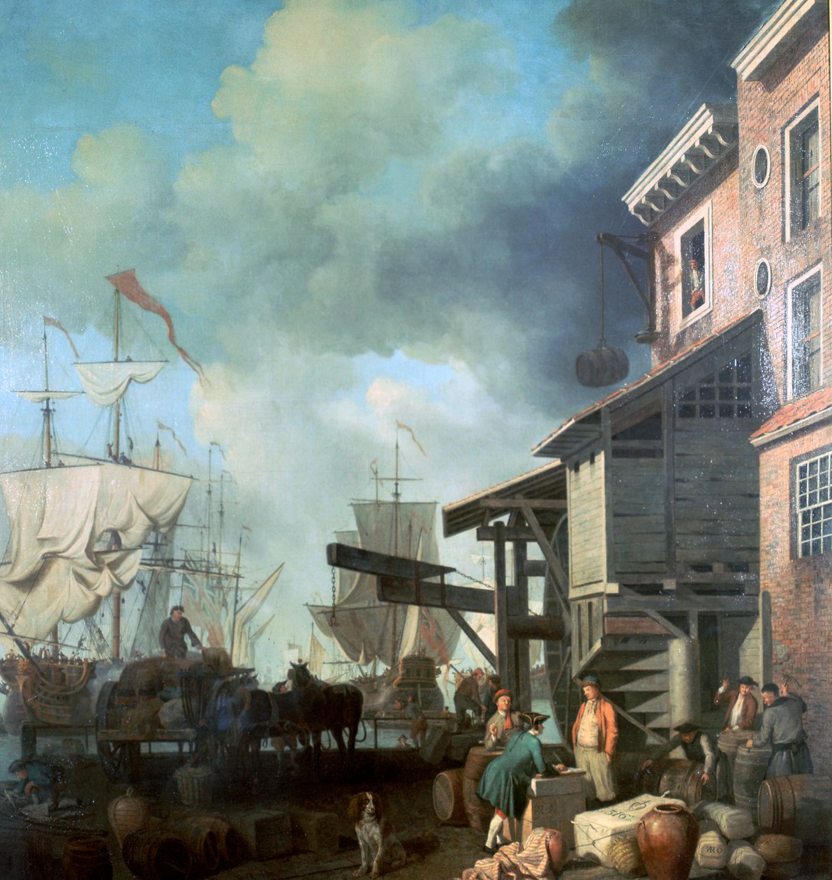 Maalaus Old Custom House Quaysta, 1700-luku tekijältä Samuel Scott