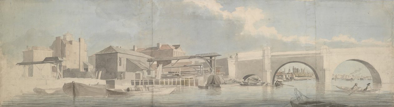 Westminster Bridge, Surrey Side, n. 1750. tekijältä Samuel Scott