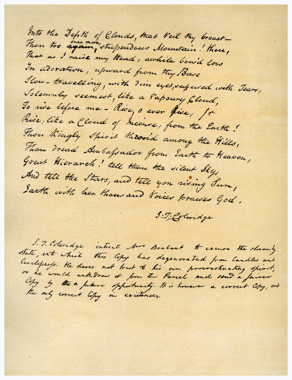 Hymni ennen auringonnousua Chamounyn laaksossa, painettu ensimmäisen kerran vuonna 1802. tekijältä Samuel Taylor Coleridge