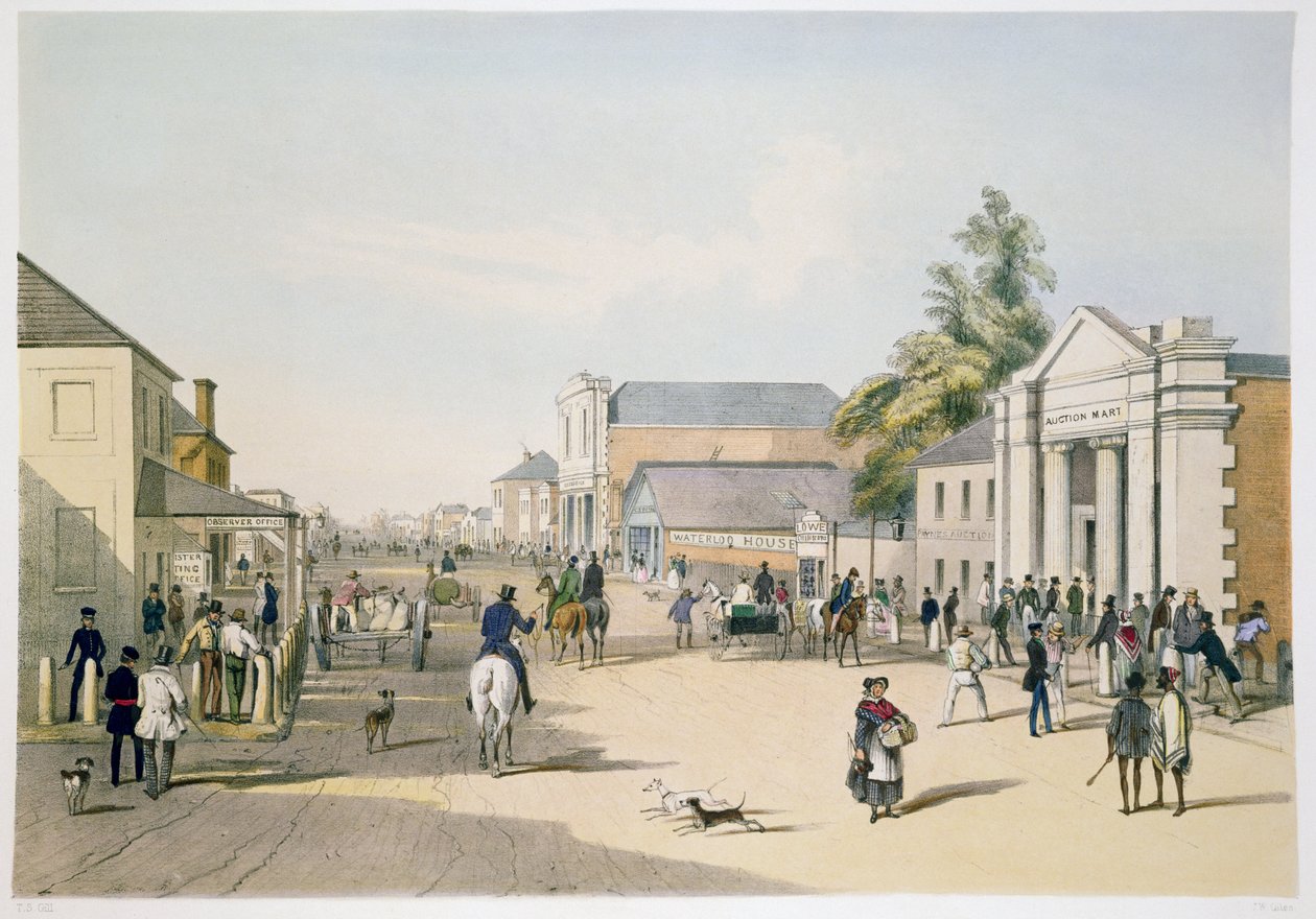 Hindley Street King William Streetin kulmasta Adelaidessa tekijältä Samuel Thomas Gill