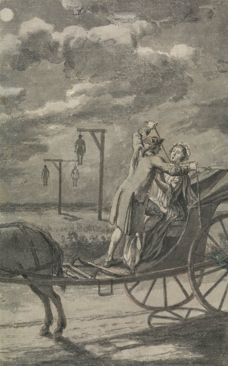 Murder in the Carriage (todennäköisesti malli The Tyburn Chronicleen) tekijältä Samuel Wale