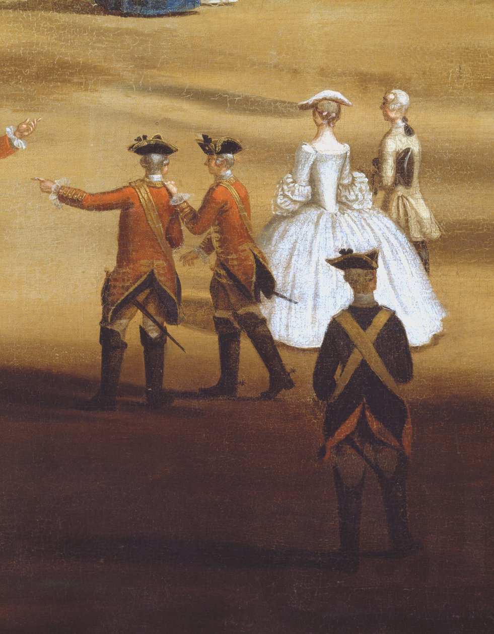 Sotilaat ja pariskunta Horseguards Parade, n.1758 öljy kankaalle yksityiskohta kuvasta 237617. tekijältä Samuel Wale