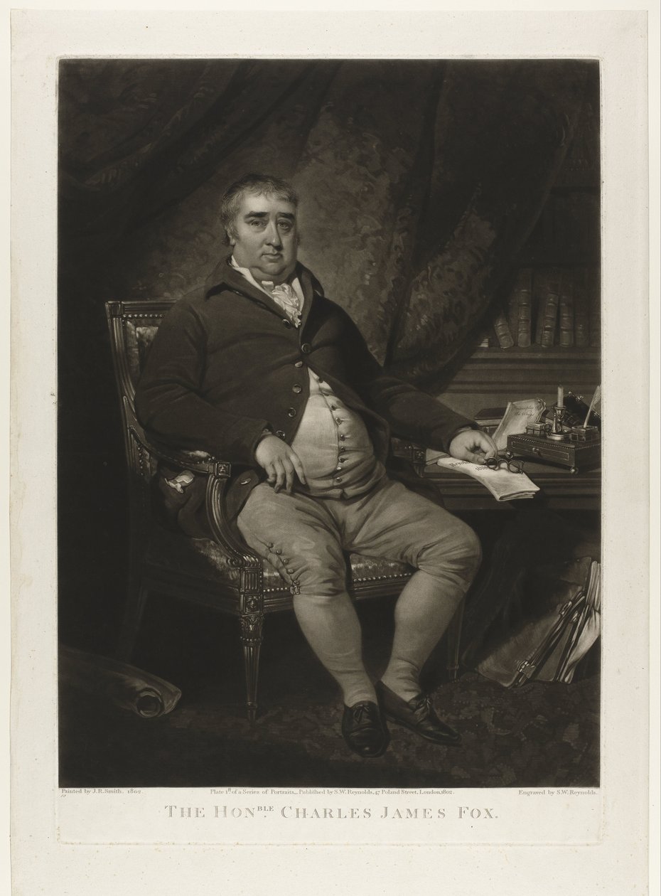 Muotokuva Charles James Fox Kunniallinen Charles James Fox (otsikko esineessä) tekijältä Samuel William Reynolds (I)