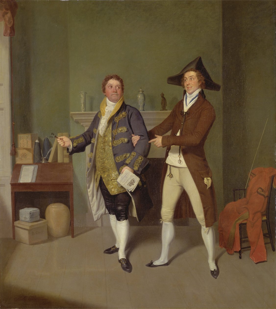 John Quick ja John Fawcett elokuvassa Thomas Moretons The Way to Get Married, 1796 tekijältä Samuel de Wilde