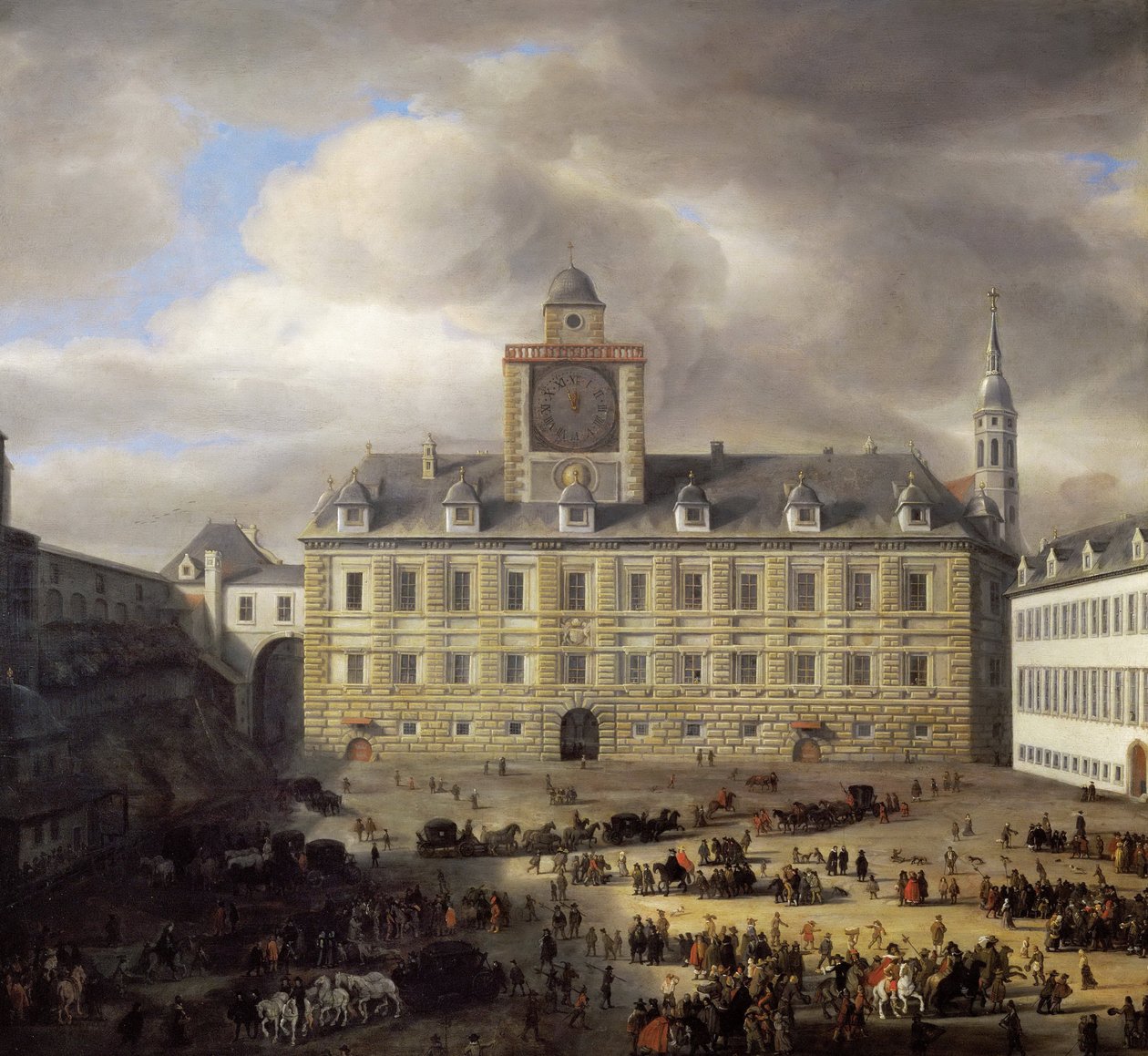 Pääaukio Wienin keisarillisen linnan sisällä - Samuel Dirksz van Hoogstraten (1627-1678). öljy puulle tekijältä Samuel van Hoogstraten