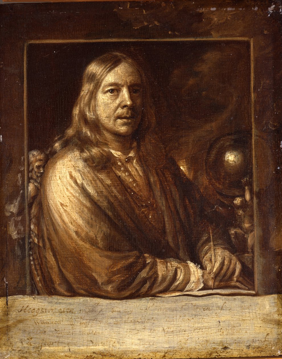 Omakuva - Peinture de Samuel Dirksz, van Hoogstraten (1627-1678) - 1677 - Öljy puulle - 20x16,4 - Dordrechts Museum tekijältä Samuel van Hoogstraten