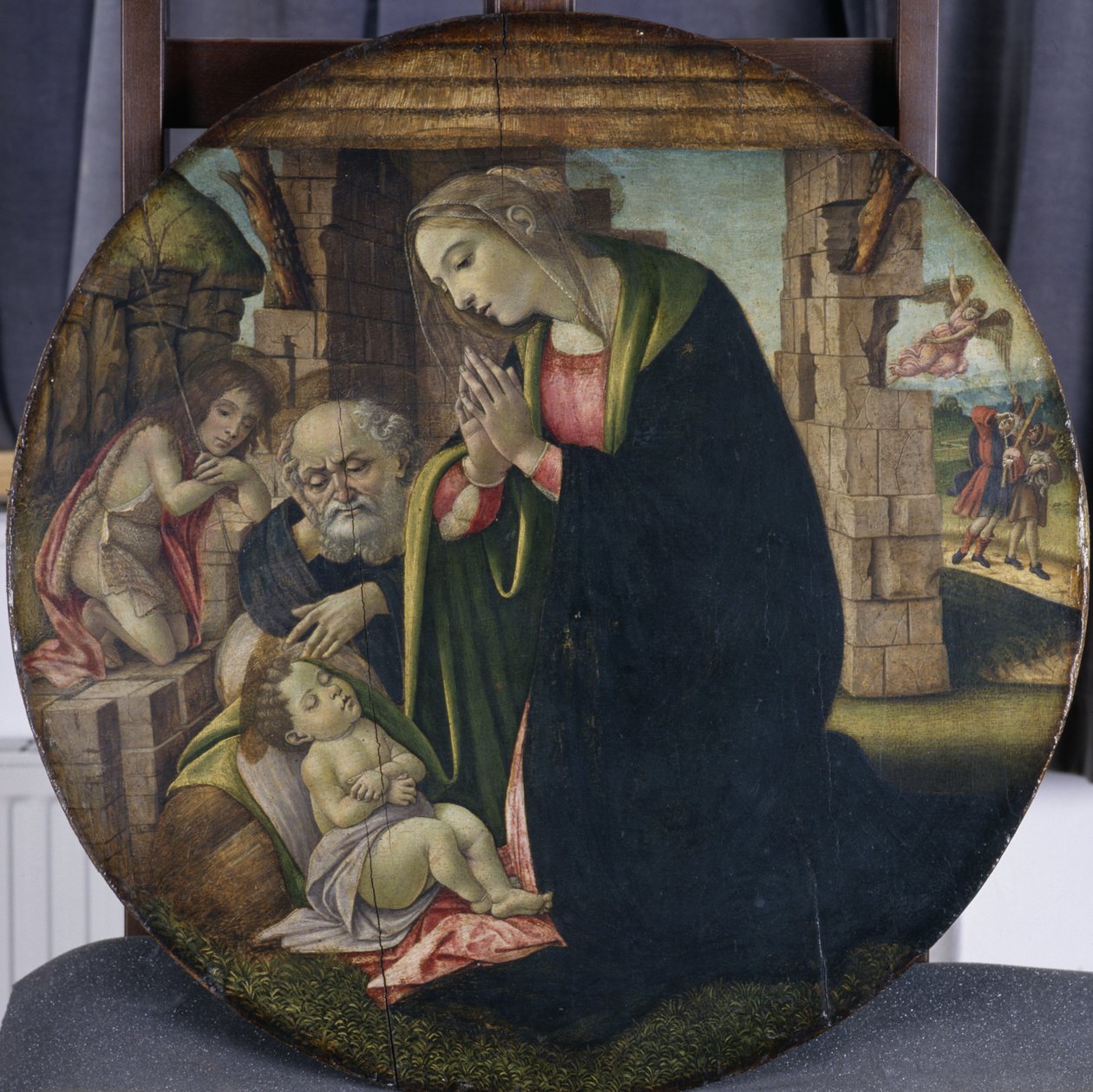 Marian ja Joosefin Jeesuksen palvonta, n. 1380-1385 (tempera poppelipuulla) tekijältä Sandro Botticelli