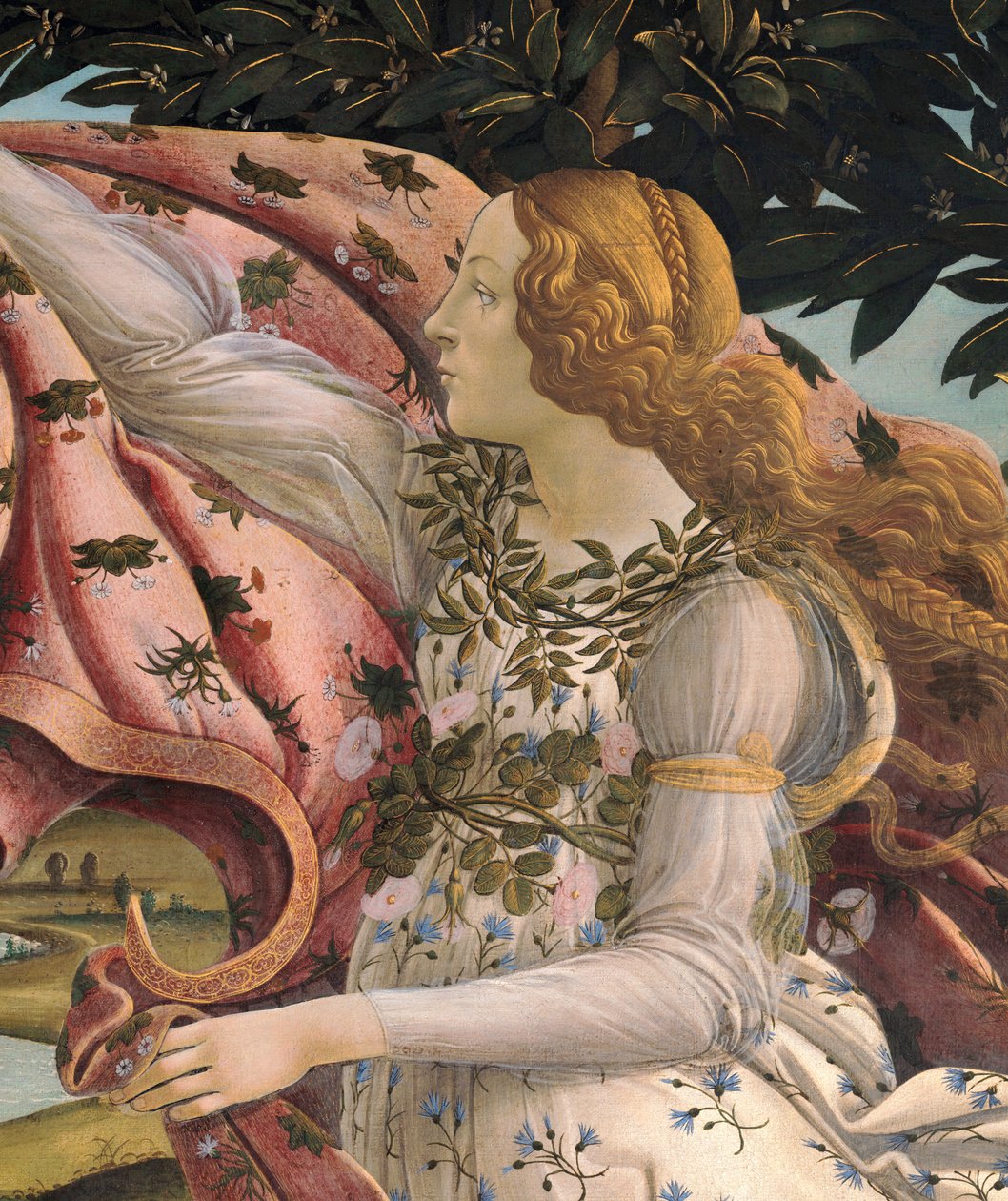 Venuksen syntymä, yksityiskohta Kevään Horasta, 1485 tekijältä Sandro Botticelli