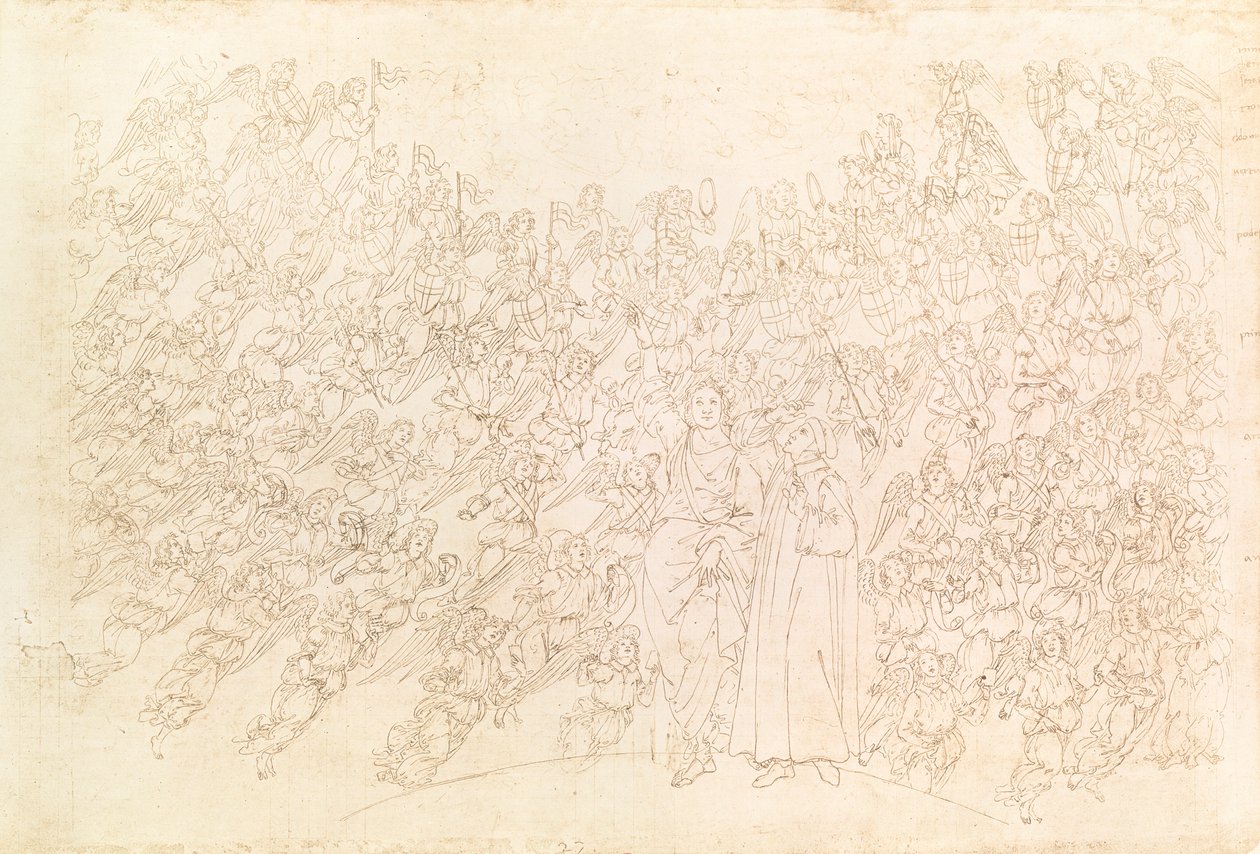 Dante ja Beatrice, Danten jumalallisesta komediasta, n. 1480 tekijältä Sandro Botticelli