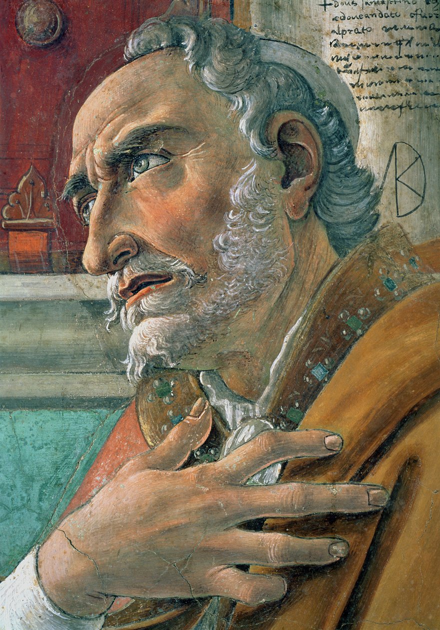 Yksityiskohta St. Augustinuksesta hänen tutkimuksessaan, 1480 tekijältä Sandro Botticelli