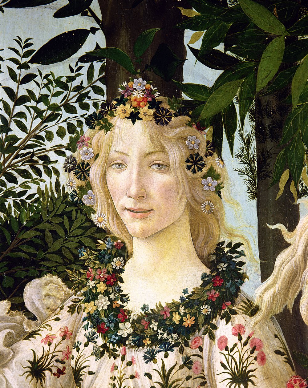 Flora, yksityiskohta Primaverasta, n. 1478 (tempera paneelissa) tekijältä Sandro Botticelli