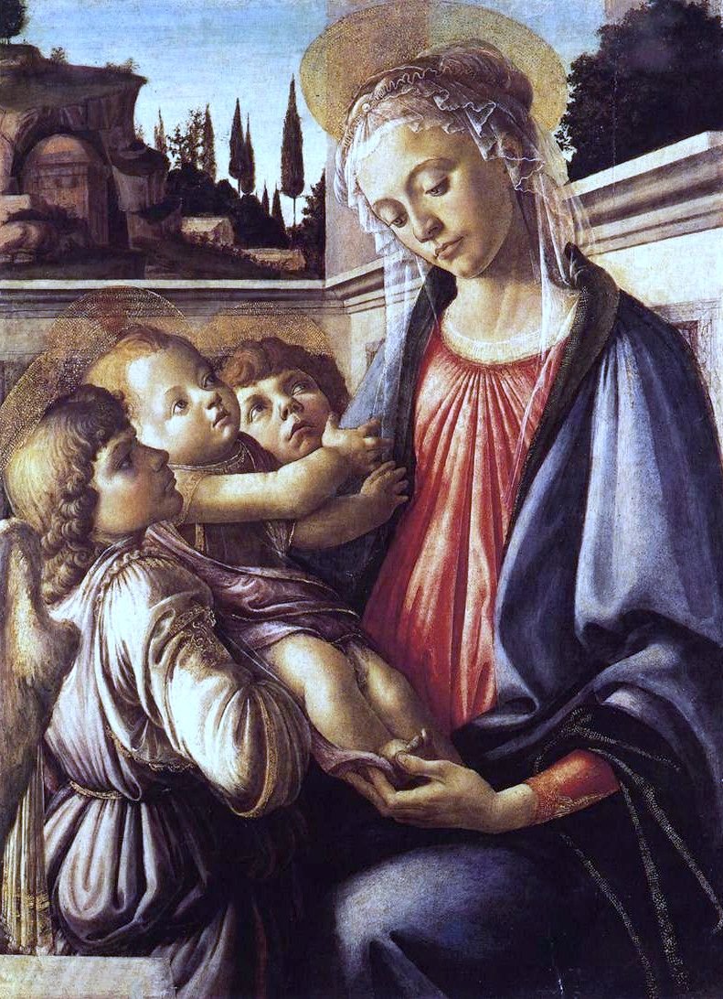 Madonna ja lapsi ja kaksi enkeliä tekijältä Sandro Botticelli
