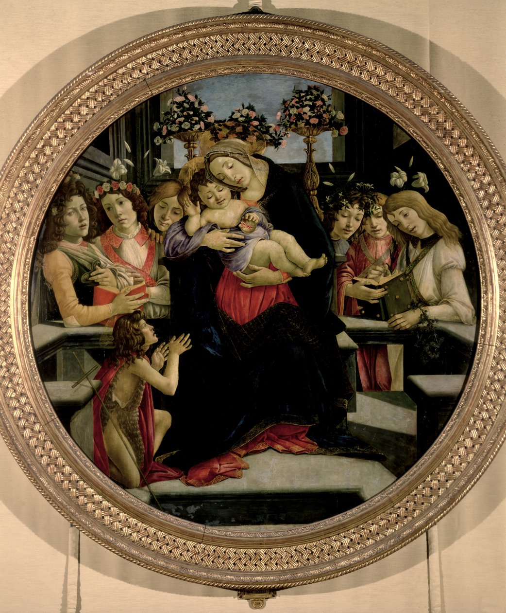 Madonna ja lapsi enkelien kanssa ja Pyhä Johannes Kastaja tekijältä Sandro Botticelli