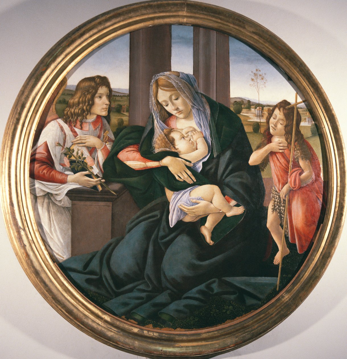 Madonna ja lapsi Pyhän Johannes Kastajan ja enkelin kanssa tekijältä Sandro Botticelli