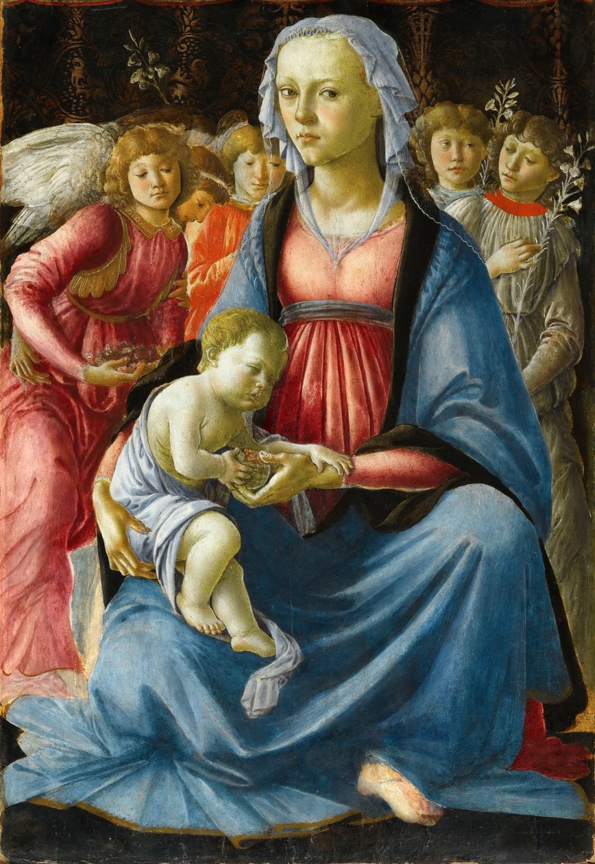 Madonna lapsen ja viiden enkelin kanssa tekijältä Sandro Botticelli