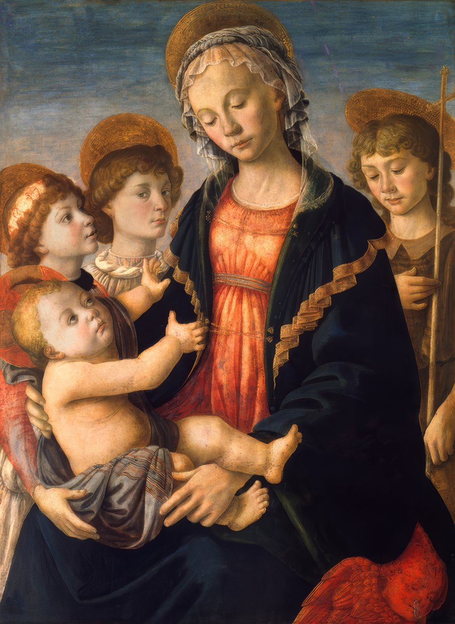Maria mit Kind, dem Johannesknaben und zwei Engeln tekijältä Sandro Botticelli