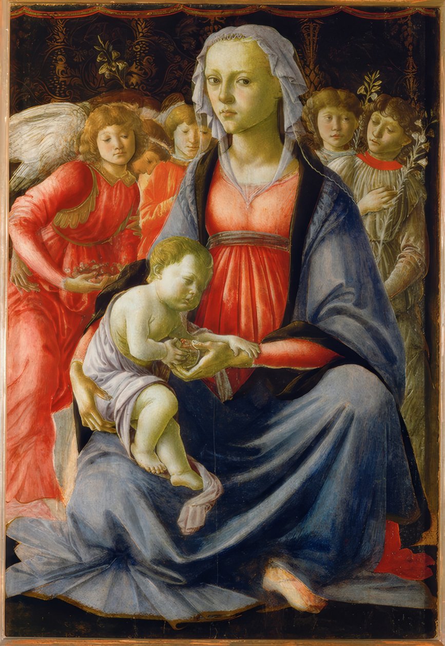 Maria mit Kind und fünf Engeln tekijältä Sandro Botticelli