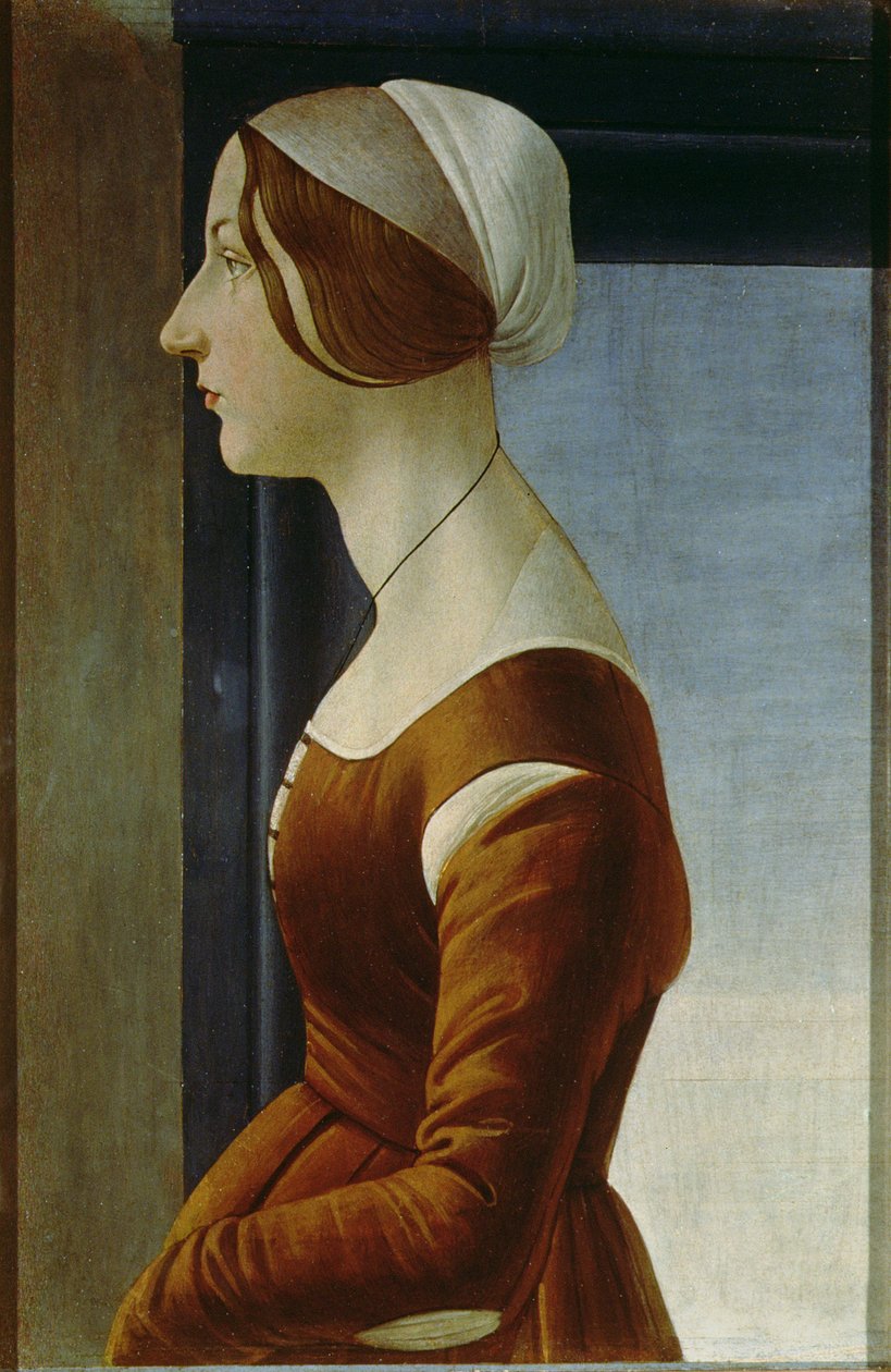 Alfonsina Orsiniksi pidetyn naisen muotokuva tekijältä Sandro Botticelli