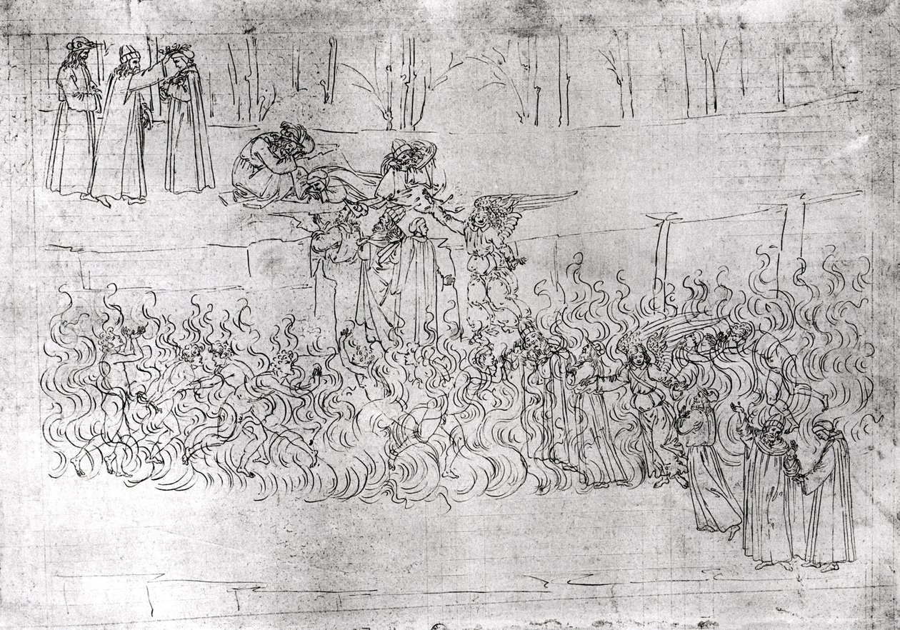 Kiirastuli, Dante Alighierin (1265-1321) "Jumalallinen komedia", n. 1480. tekijältä Sandro Botticelli